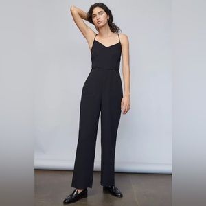 Anthropologie Maeve Magdalena V-Neck Wide Leg Jumpsuit Black Size US 00P